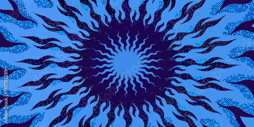 Abstract radial burst pattern in shades of blue and dark navy