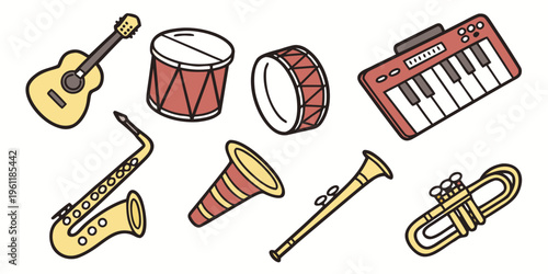 Musical instrument vector emoji set, vector. Set of Sound, music & instruments Emoji icons