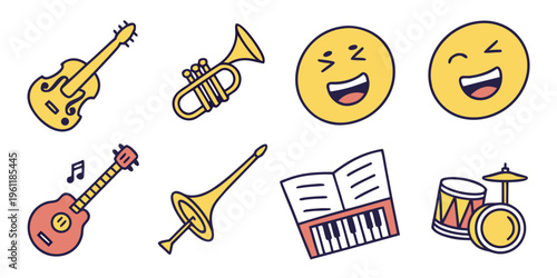 Musical instrument vector emoji set, vector. Set of Sound, music & instruments Emoji icons