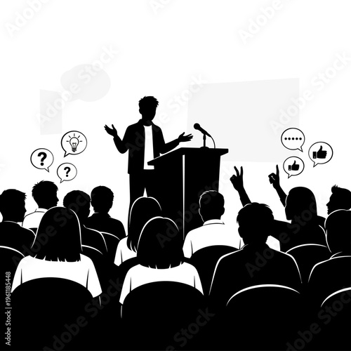 Man giving presentation to audience.