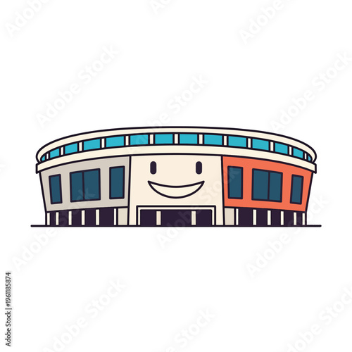 Smiling Building Cartoon Architecture Design.