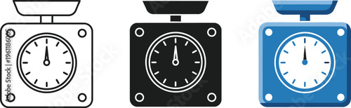 Vector graphic illustration set of three colored scales with dials and gauges