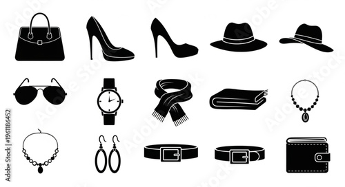 Collection of Fashion Accessories - Handbag, Heels, Hats, and More.