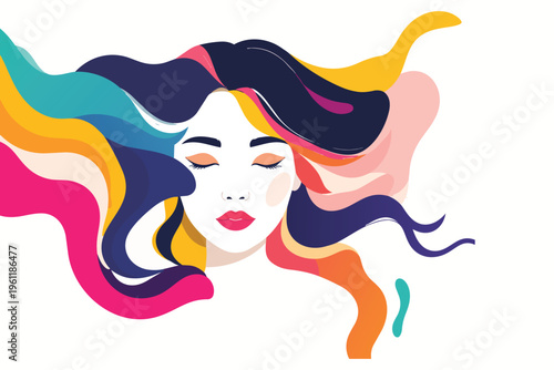 A beautiful cartoon illustration of a glamorous fashion lady with long blond hair and a cute smile featuring floral art design elements for a stylish spa and beauty model vector