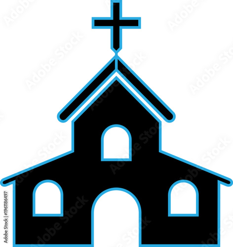  Church icon flat black white silhouette sketch.eps