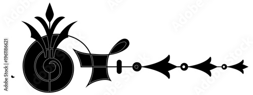 Elegant Flourish Design: An intricate, ornate flourish design, a harmonious blend of curves and points, presenting a classic aesthetic.