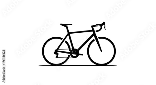 Sleek Silhouette of a Racing Bicycle on Isolated White Background