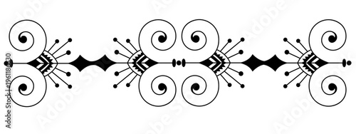 Elegant Ornament: A symmetrical black and white ornament, perfect for adding a touch of sophistication to any design. 