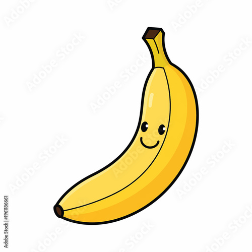 Smiling Cartoon Banana Fruit Illustration.