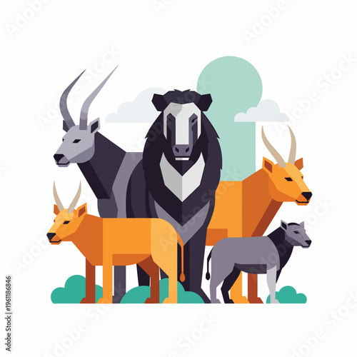 Group of Various Wild African Animals.