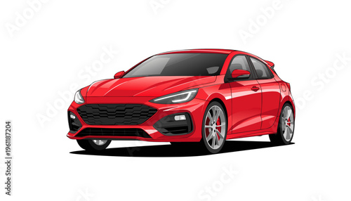 Red sports car vector illustration with white background
