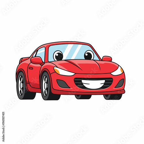Red cartoon sports car smiling face.