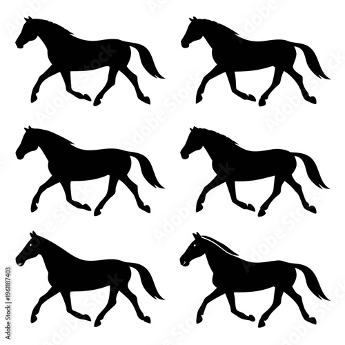 Horse silhouette collection running gallop