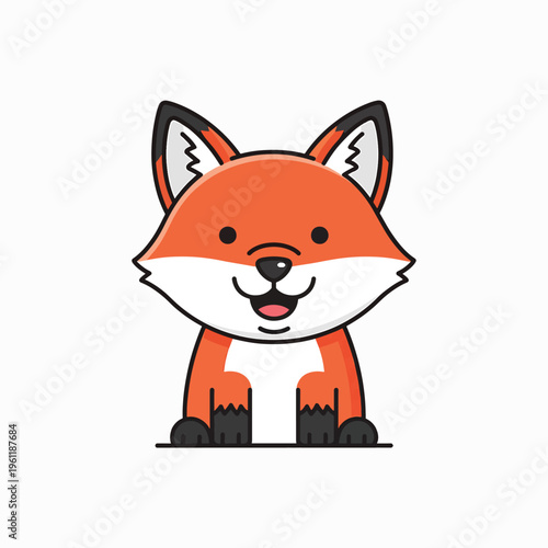 Smiling Cartoon Fox Character Illustration.