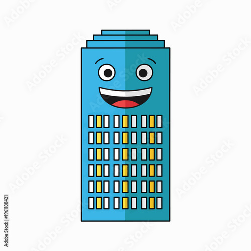 Smiling Cartoon Skyscraper Building Face 2.