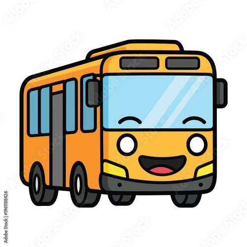 Smiling cartoon school bus vehicle.