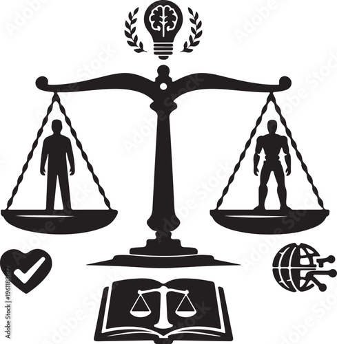 AI ethics balance scale human-robot.shillhoutee