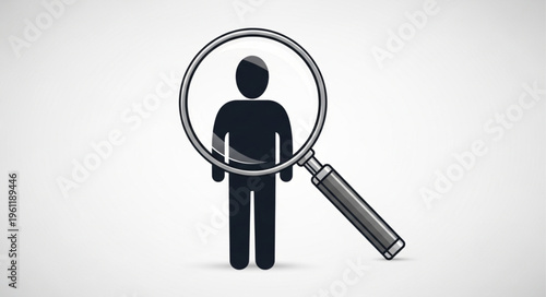 Person under scrutiny - A magnifying glass focuses on an individual.