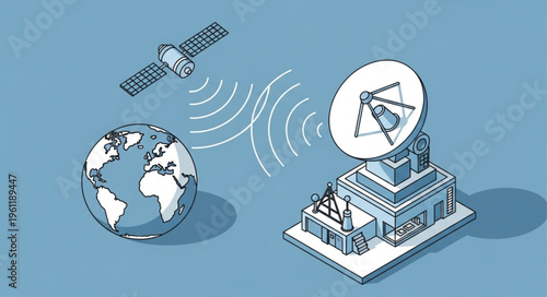 Satellite Communication System - Earth, Satellite, and Ground Station.