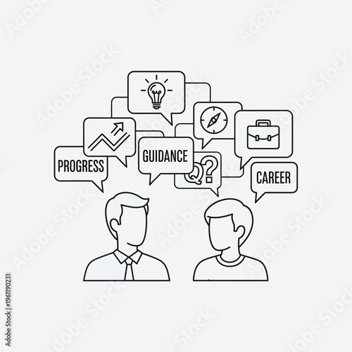 Two businessmen discussing career guidance.