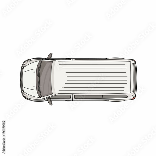 Overhead view of a pickup truck.