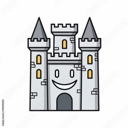 Smiling Cartoon Castle with Towers 3.
