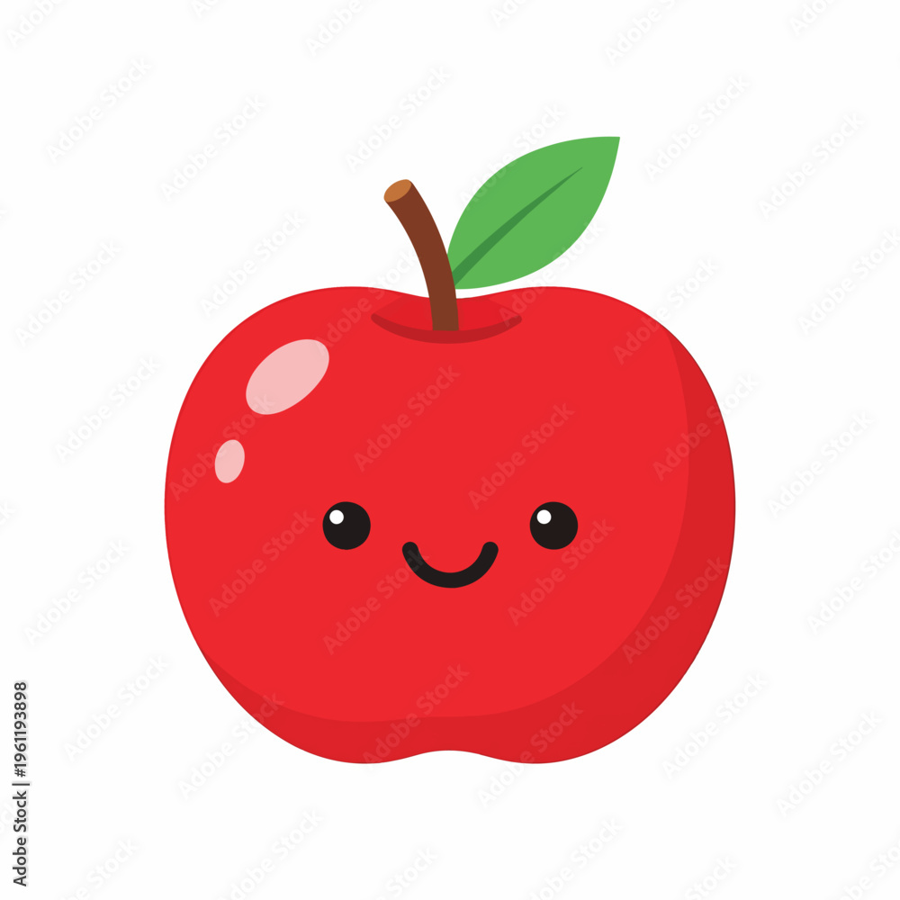 Fototapeta premium Smiling Red Apple Cartoon Character Face 2.