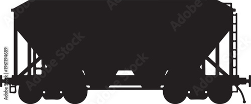 Train car, railroad, cargo wagon, freight transport, black silhouette, vector graphics