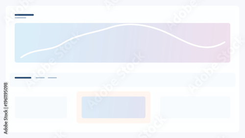 Wide dashboard interface with extended gradient graph banner and content section below in modern UI layout design for clean analytics web application concept
