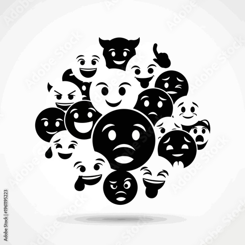 Collection of various emoticon faces.