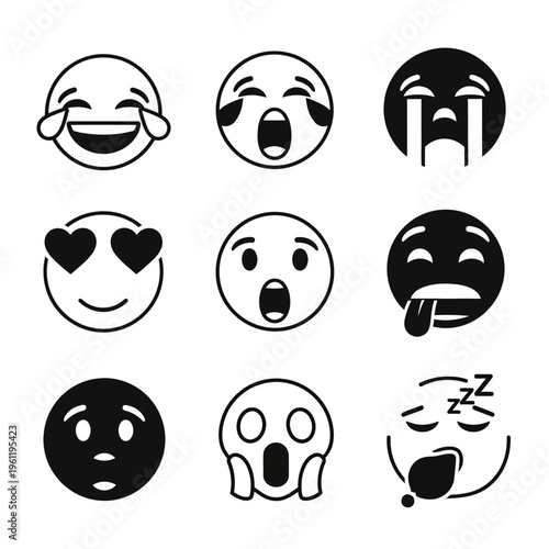 Collection of various emoticon faces.