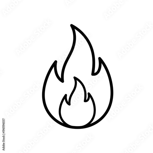 Simple Black Line Flame Icon.