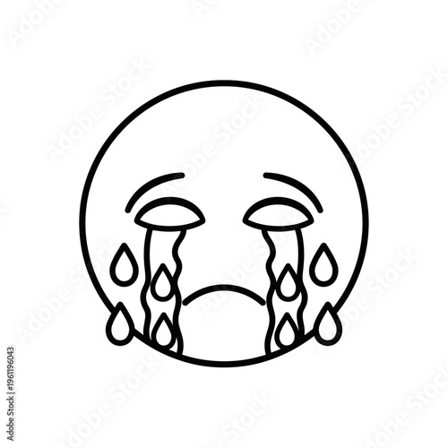 Sad Face With Tears Emoji Icon.