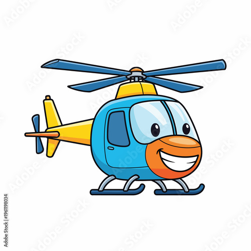Smiling cartoon helicopter with rotor blades 4.