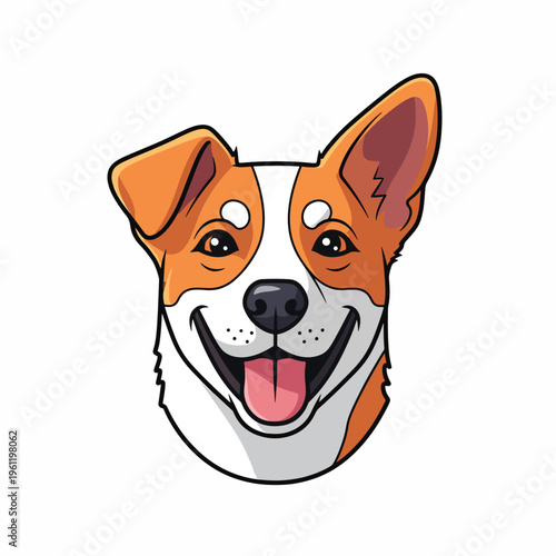 Smiling Cartoon Dog Face Closeup 1.