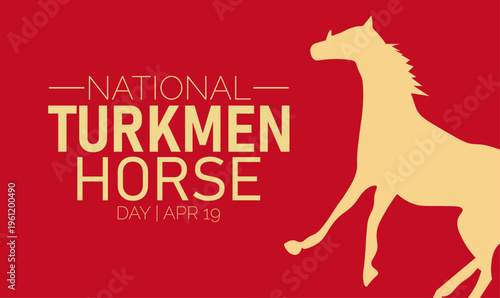 National Turkmen Horse Day with Golden Horse Silhouette and Red Background
