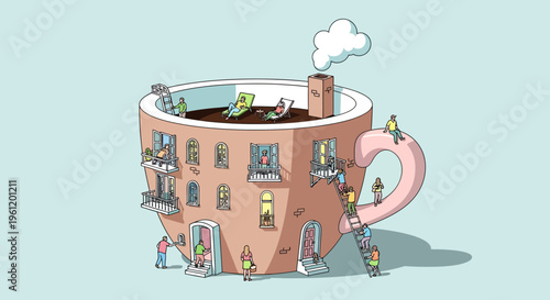 Architectural Teacup Illustration