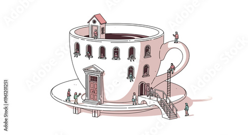 Architectural Teacup Illustration