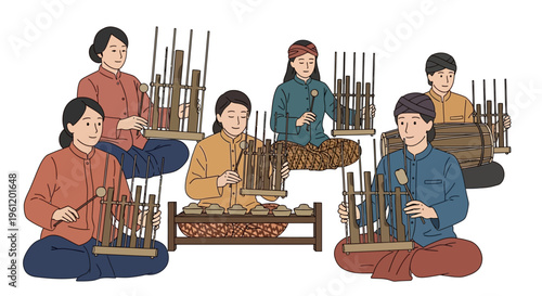 Indonesian Traditional Music Ensemble Vector