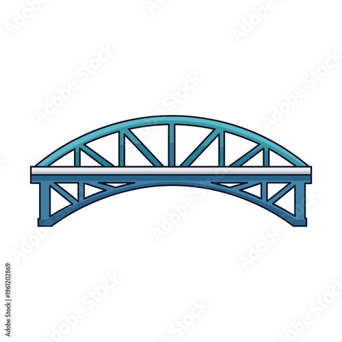 Steel arch bridge structure illustration.