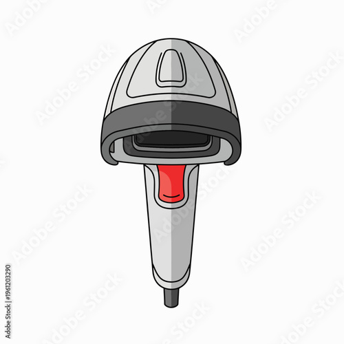 Barcode Scanner Device with Red Button.