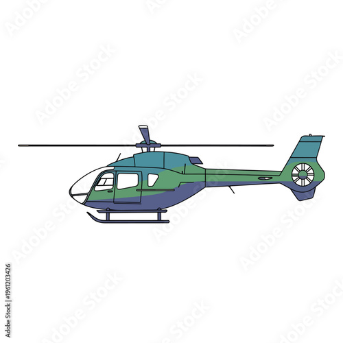 Green and blue helicopter aircraft.