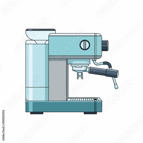 Teal espresso coffee machine appliance.