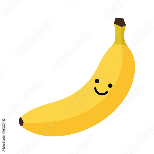 Smiling Yellow Banana Fruit Illustration.