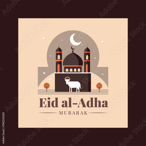 Eid al-adha mubarak islamic holiday graphic
