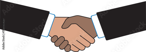 The partners shake hands with each other
