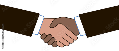 The partners shake hands with each other