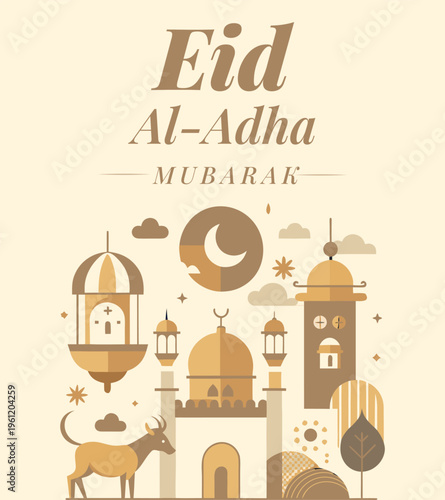 Eid al-adha mubarak islamic holiday graphic
