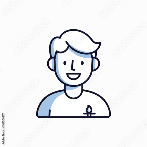 Smiling Young Man with Short Hair.