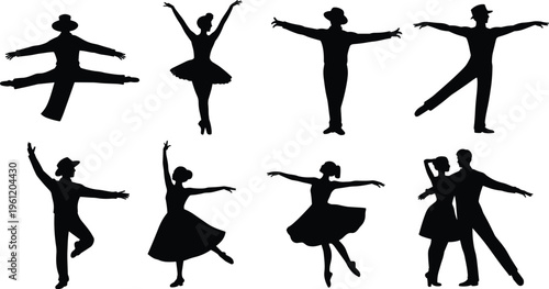 Collection of black silhouettes featuring men wearing jackets walking and using phones isolated on white background for urban lifestyle designs.